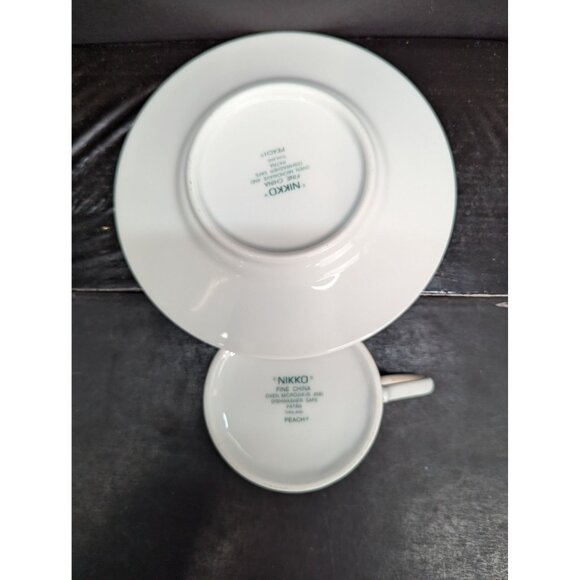 Nikko Fine China Patra Peach Porcelain Flat Coffee Cup with Saucer 8 Oz - Picture 6 of 7